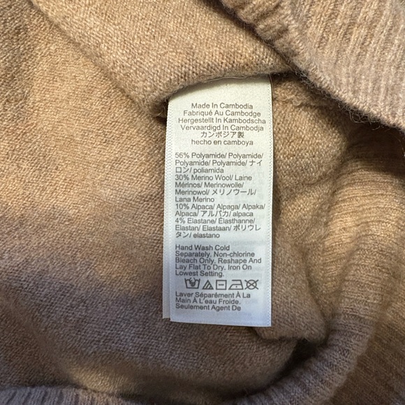 J. Crew Long Sleeve Sweater Polo in Supersoft Yarn Size Medium Tan Wool Blend - Picture 7 of 9